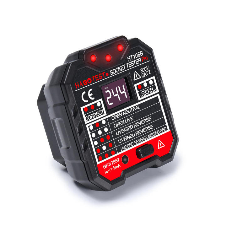HT106 Socket Outlet Tester Circuit Polarity Voltage Detector Wall Plug Breaker Finder RCD Test