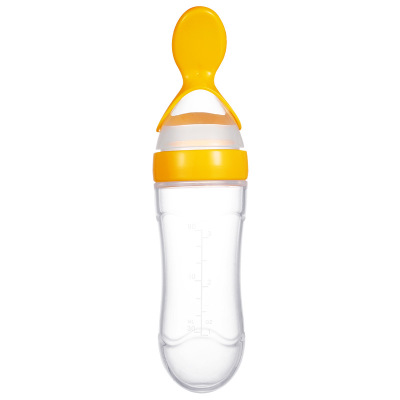 Baby Squeezing Feeding Bottle Silicone Training Rice Spoon Infant Cereal Food Supplement  Tools