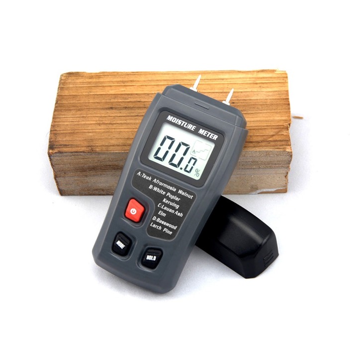 BSIDE Portable Digital Wood Moisture Meter 0~99.9% Timber Hygrometer  with Large LCD Displa