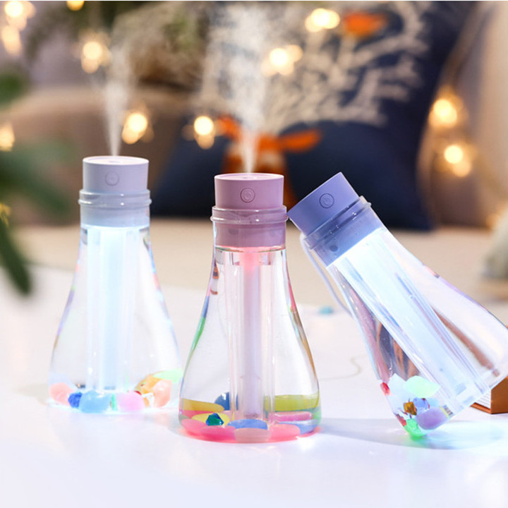 Wishing Bottle Shaped USB Humidifier LED Night Light Desktop Air Purifier