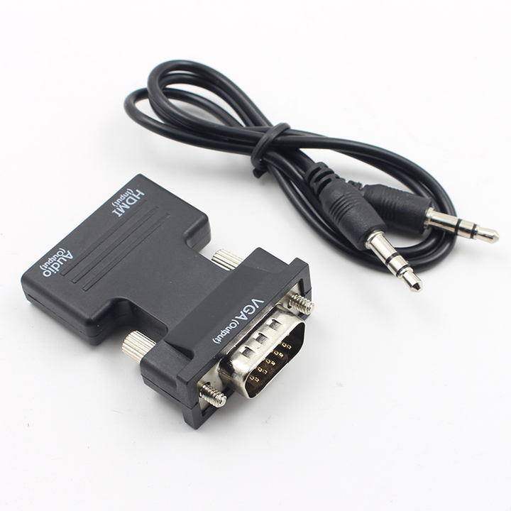 VGA Male Converter with Audio Adapter Support 1080P Signal Output for Multimedia
