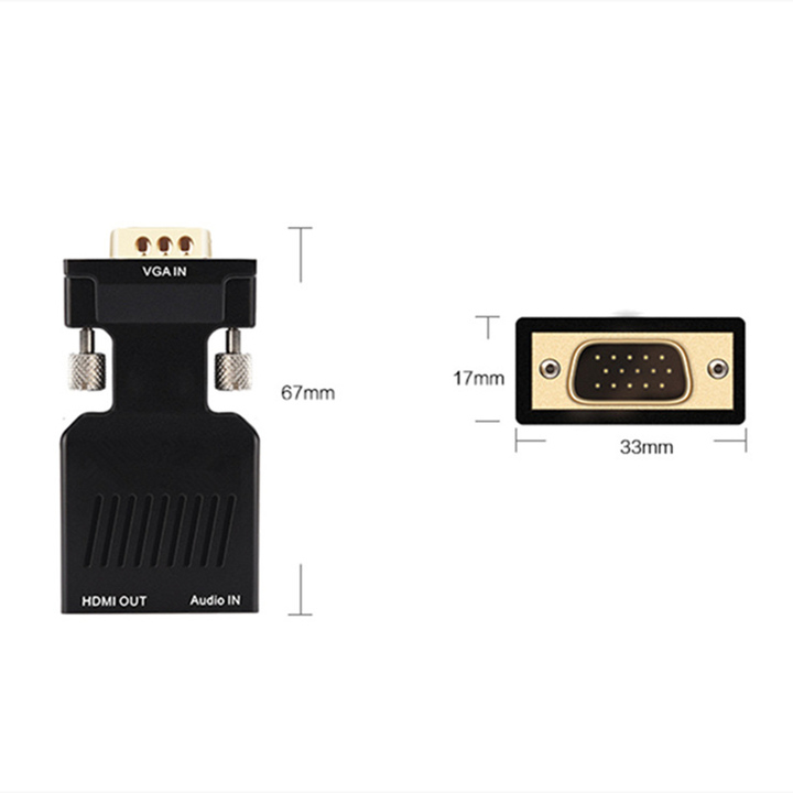 VGA Male to HDMI Female Converter with Audio Adapter Cables 1080P for HDTV Monitor Projector