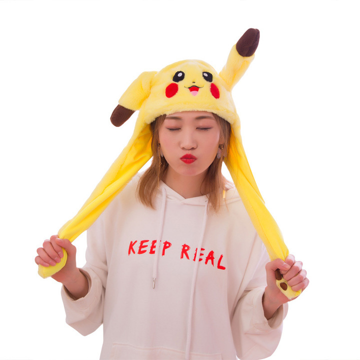 Cartoon Hats Moving Ears Cute Rabbit Hat Airbag Kawaii Funny  Cap Kids Plush Toy