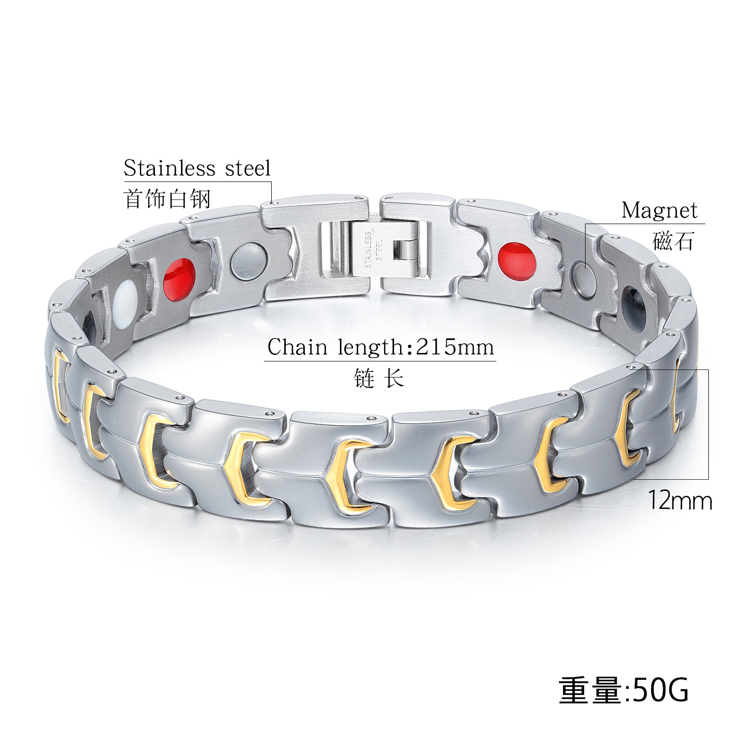Men Western style trend Bracelet personality Domineering magnet Titanium steel energy Bracelet