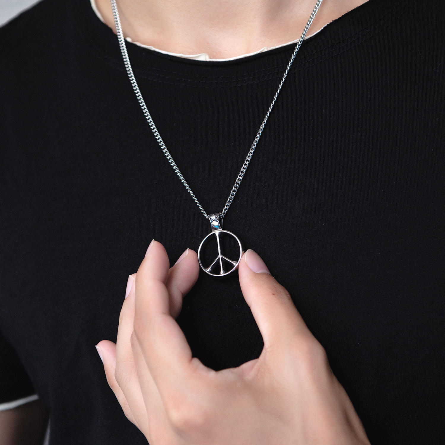 Western style street temperament personality Men necklace Titanium steel Pendant