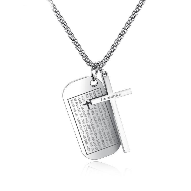 Men Jesus cross necklace Bible Titanium steel Pendant student Pendant