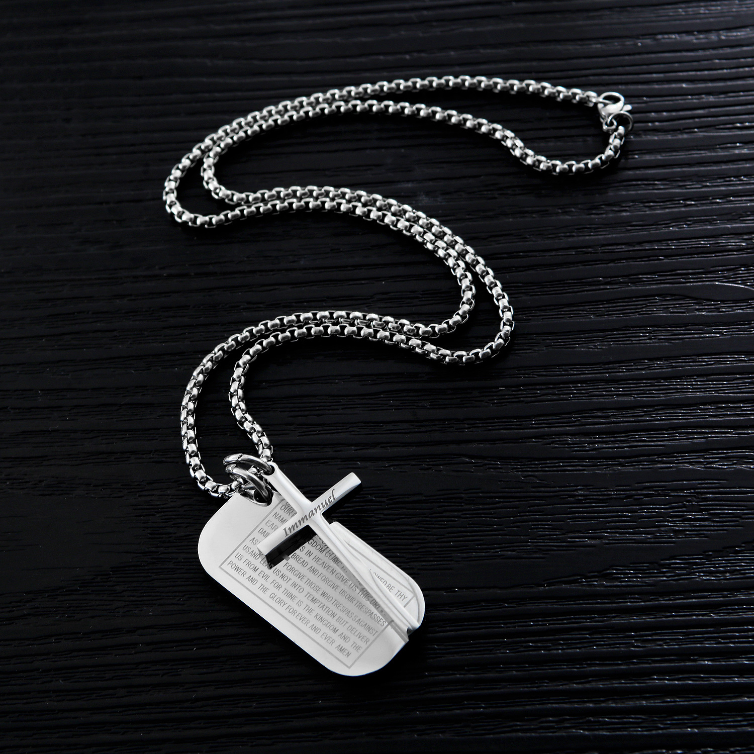 Men Jesus cross necklace Bible Titanium steel Pendant student Pendant