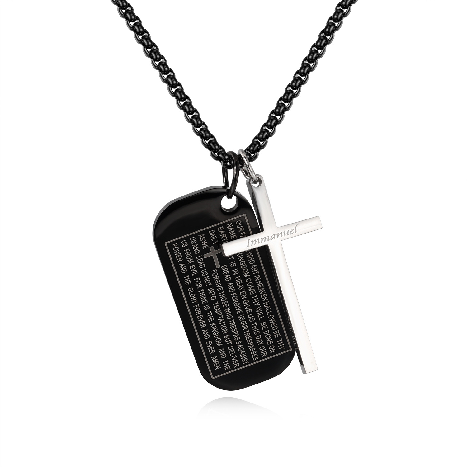 Men Jesus cross necklace Bible Titanium steel Pendant student Pendant