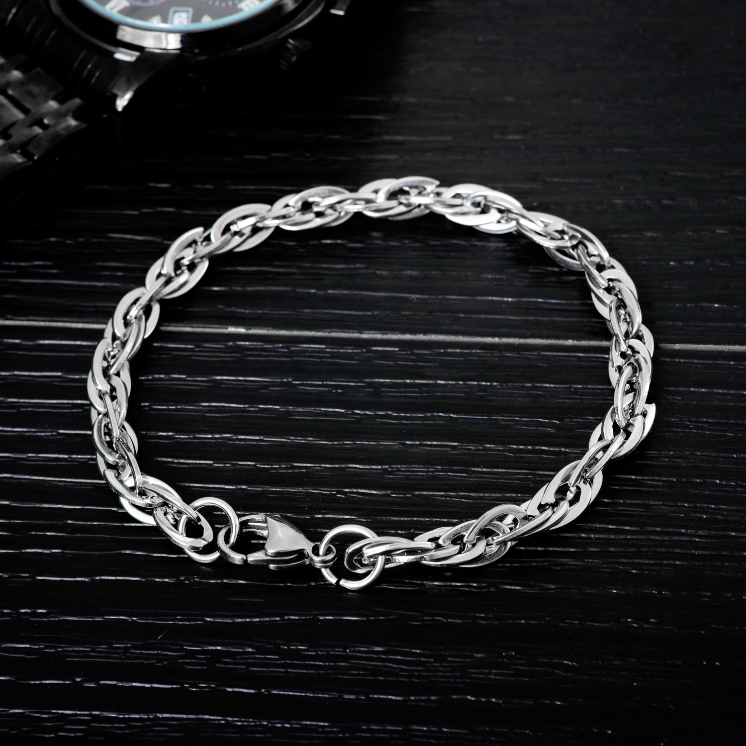 Western style fashion Men personality Multi-layer Texture Titanium steel Bracelet