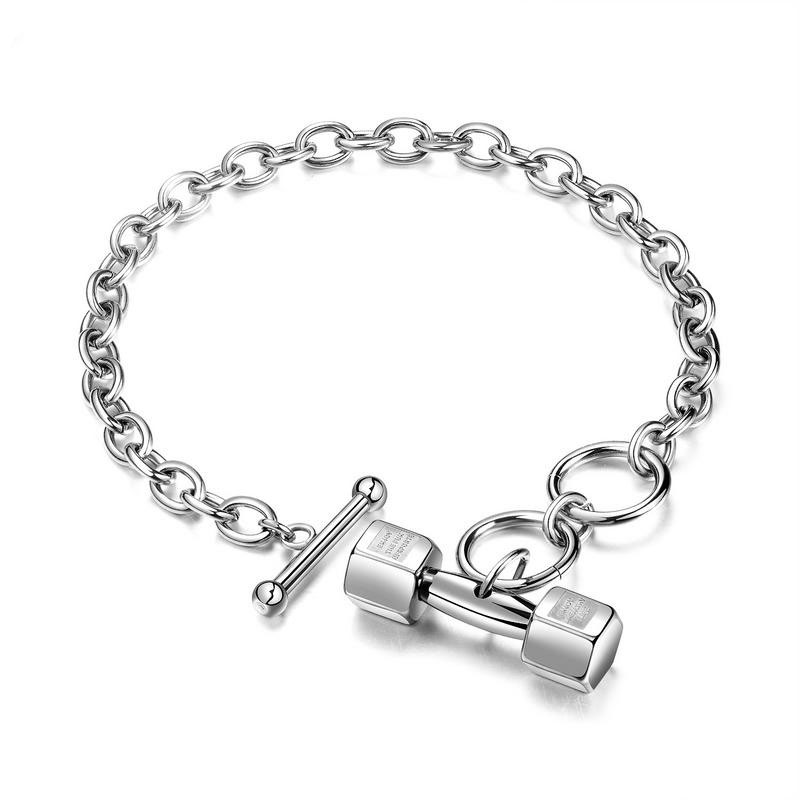 Western style popular Steel color Dumbbell Bracelet Men Fitness motion wristband