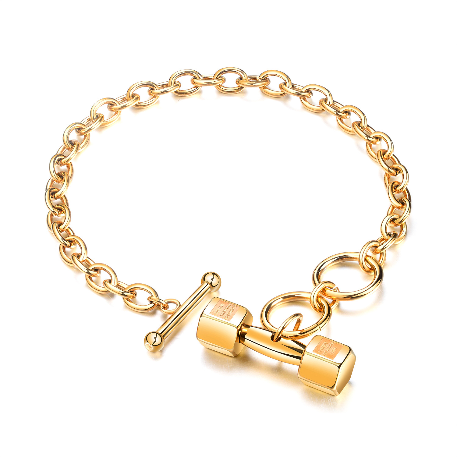 Western style popular Steel color Dumbbell Bracelet Men Fitness motion wristband