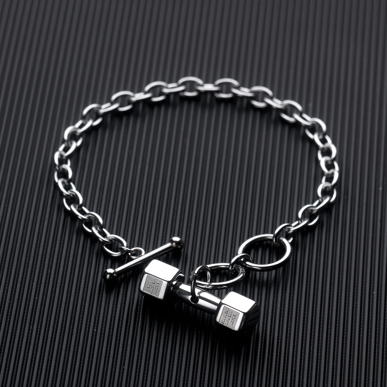 Western style popular Steel color Dumbbell Bracelet Men Fitness motion wristband