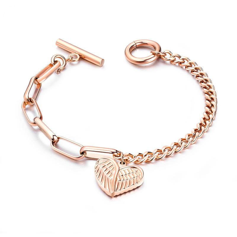 Ms temperament Wild jewelry Rose gold Love Bracelet fashion Titanium steel accessories