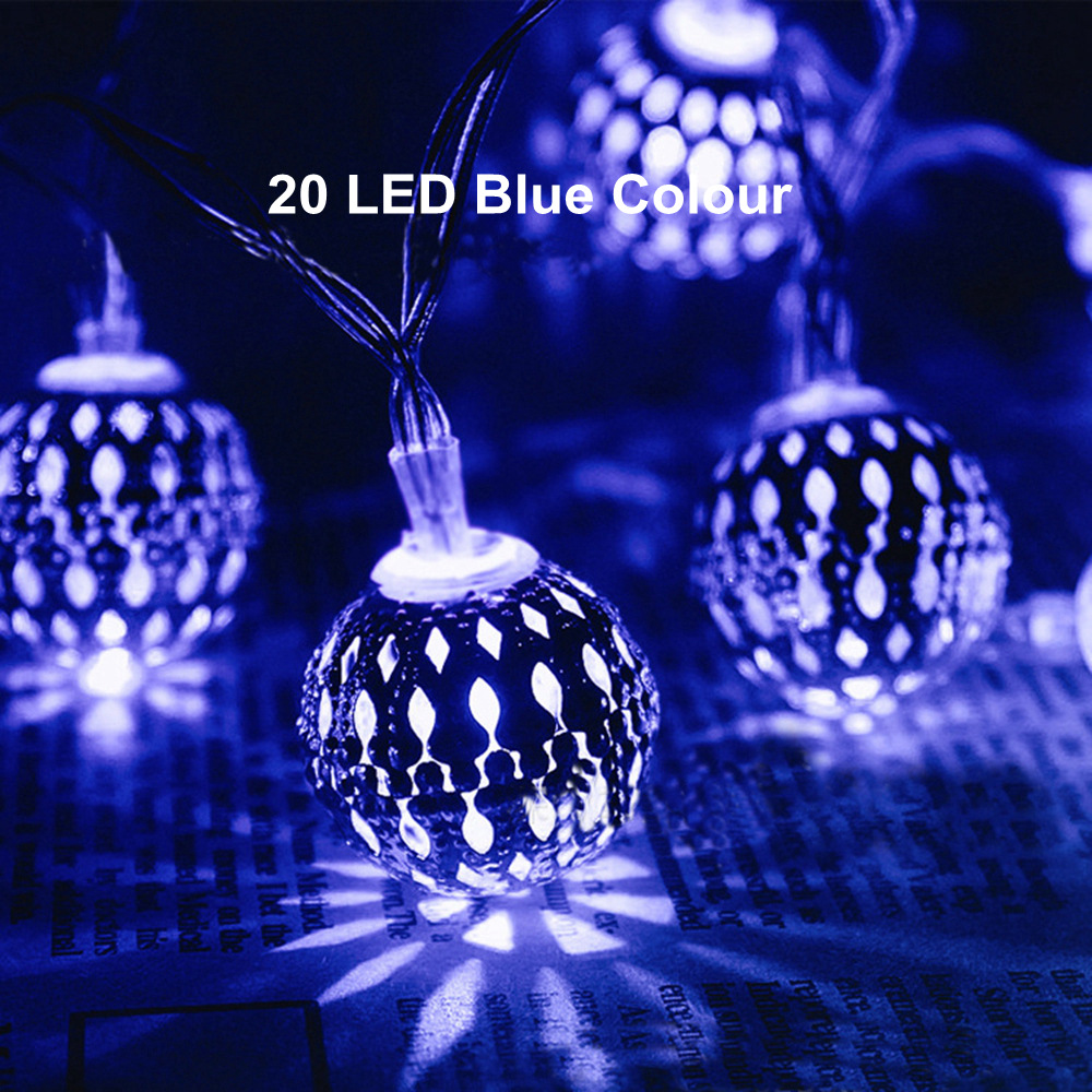 Solar energy 20LED Silver ball light post Iron art String light Christmas festival Decorative lights