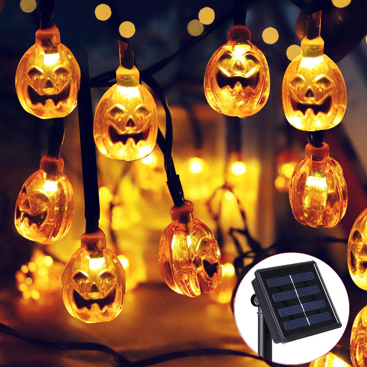 Solar energy Pumpkin string Halloween decoration outdoor patio Decorative lights Lantern