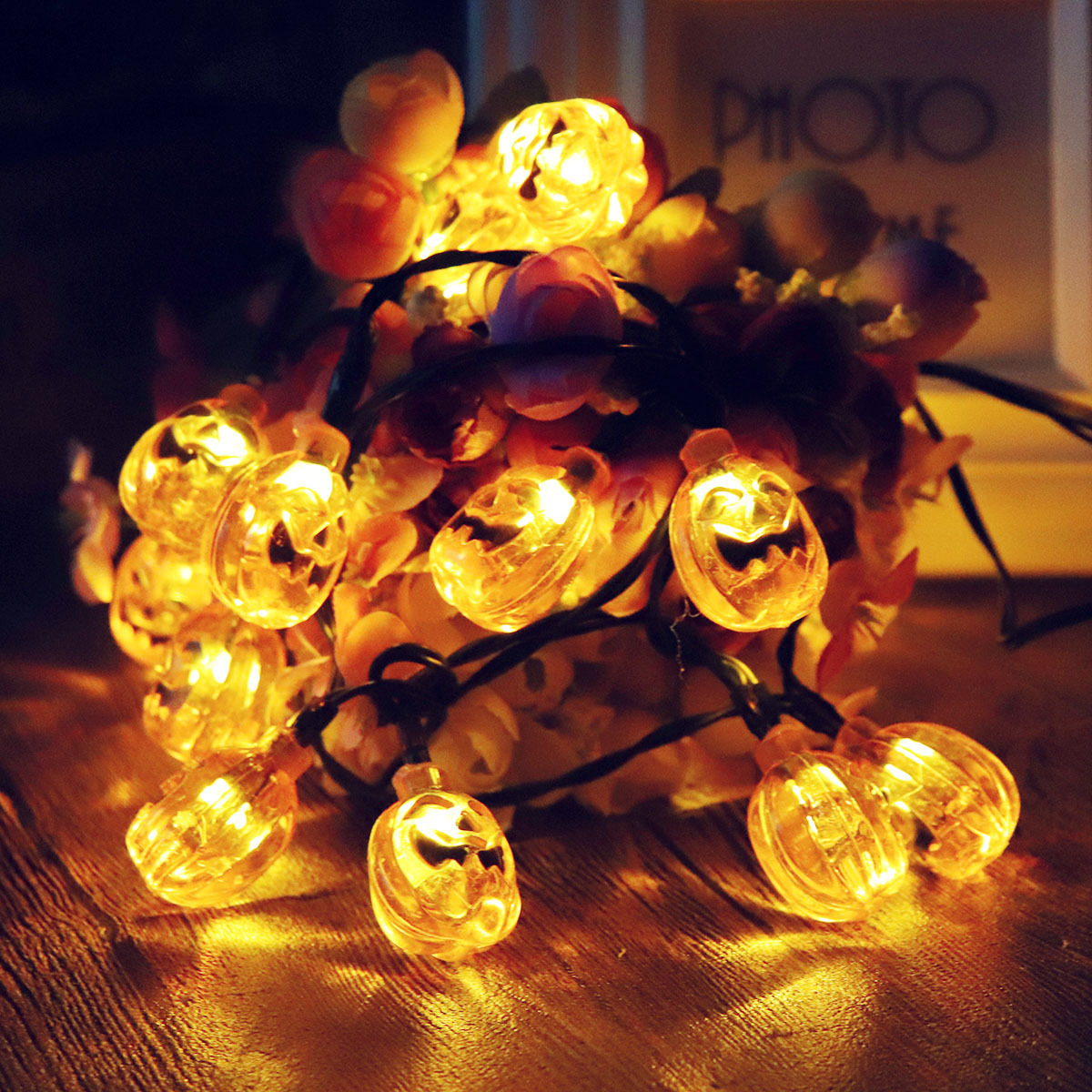 Solar energy Pumpkin string Halloween decoration outdoor patio Decorative lights Lantern