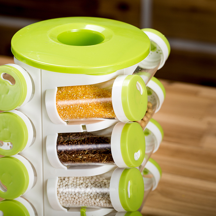 TRUEWARE SPICE RACK rotary condiment pot 16pcs/set seasoning pot porous condiment bottle rack