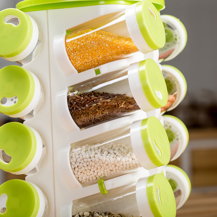 TRUEWARE SPICE RACK rotary condiment pot 16pcs/set seasoning pot porous condiment bottle rack