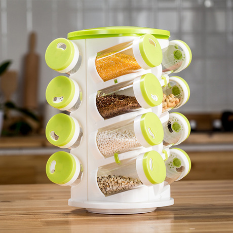 TRUEWARE SPICE RACK rotary condiment pot 16pcs/set seasoning pot porous condiment bottle rack