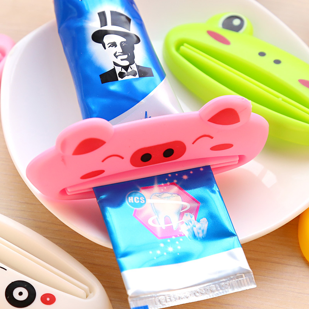 4set Toothpaste dispenser Cute Tube Rolling Holder Squeezer Easy Use Press Squeezing Tool