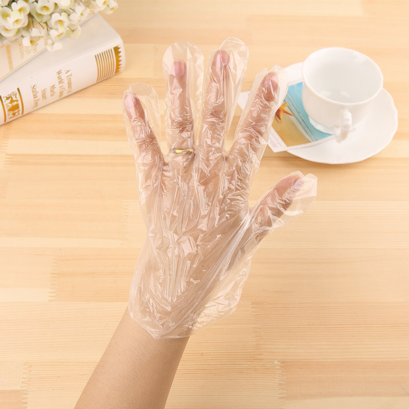 200Pcs One-off Plastic Glove Clear Food  Medical Restaurant Cleaning Gloves