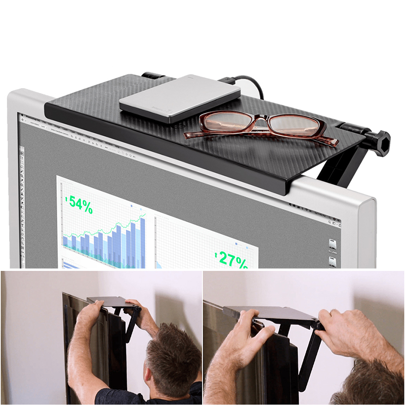 Durable TV Screen Caddy Screen Top Shelf Storage Rack Home Office Storage