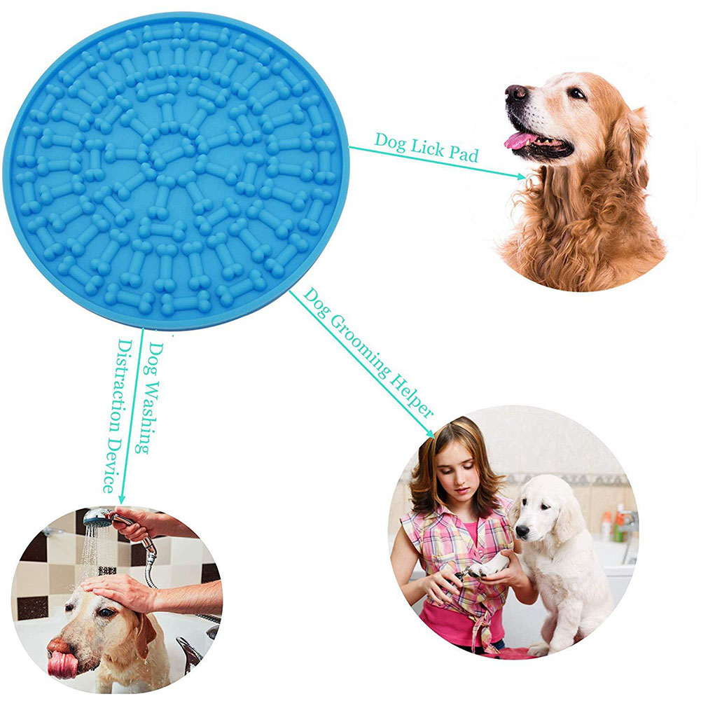 Dog Feeding Lick Mat pet dog feeder bowl for Bath Distraction Easy Grooming in Shower Tub Sink Toy