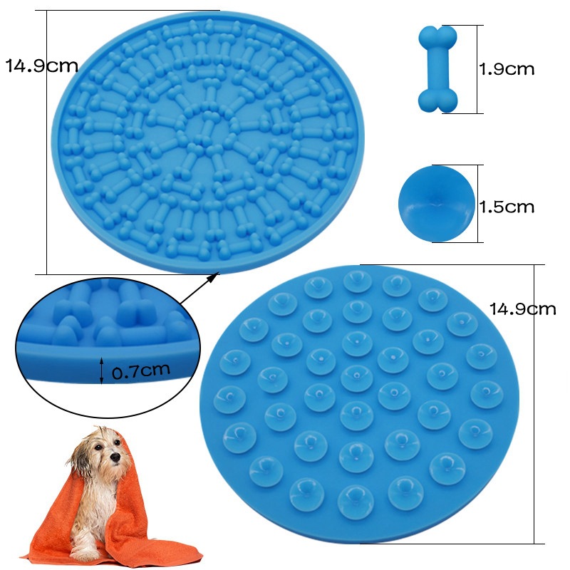Dog Feeding Lick Mat pet dog feeder bowl for Bath Distraction Easy Grooming in Shower Tub Sink Toy