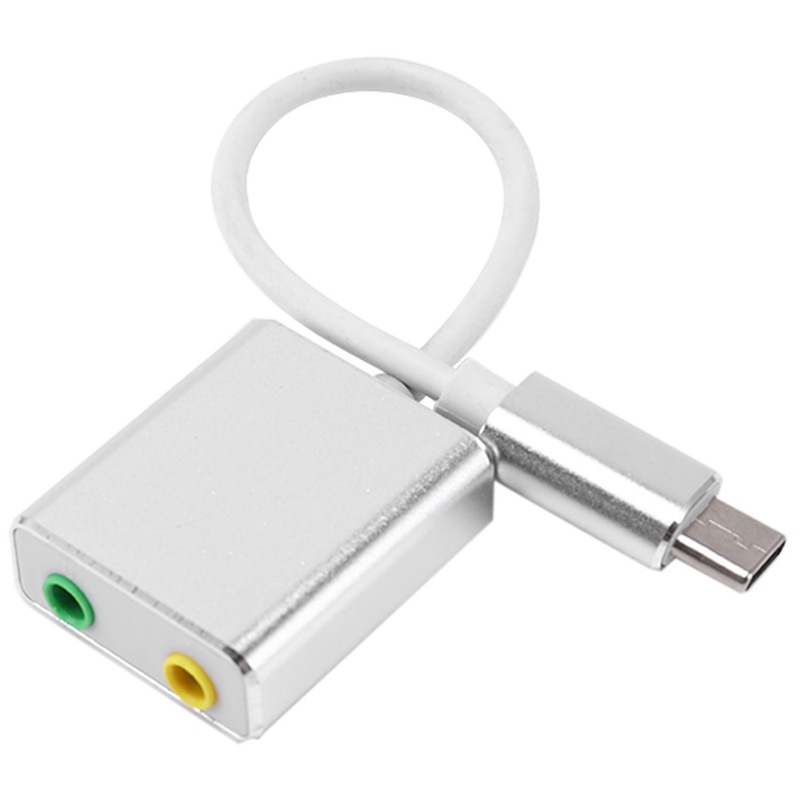 Connector Type-C Cable Sound Card Splitter External Adapter