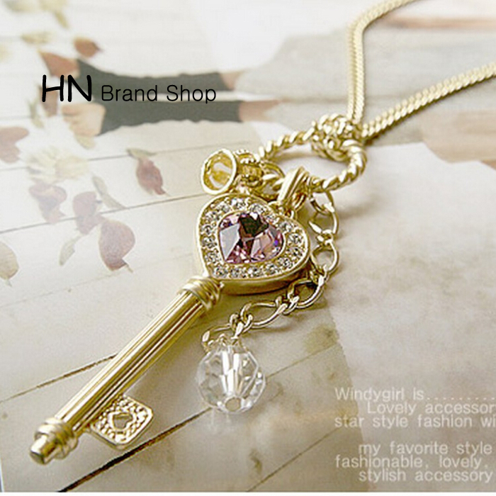 【Show Factory Price:Only Buy 3 Orders or More 3 Orders Can Shipment In Our Shop 】HN Brand-1Pcs/Set New Beautiful Amethyst love heart crown key necklace for Christmas Women