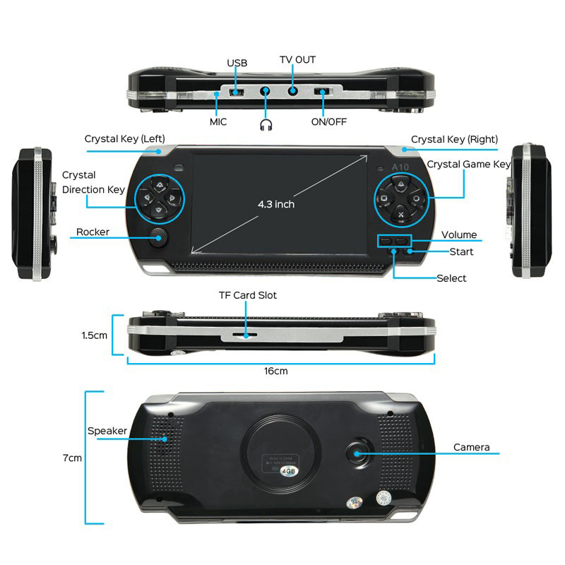 For X6 PSP Handheld Game Console Mp5 Mp4 Player Real 8gb Game Camera Video psp