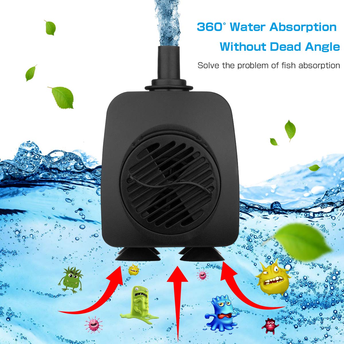 Submersible Water Pump 12 LED lights 550L/H 15W Aquarium Fish Tank Pond Fountain
