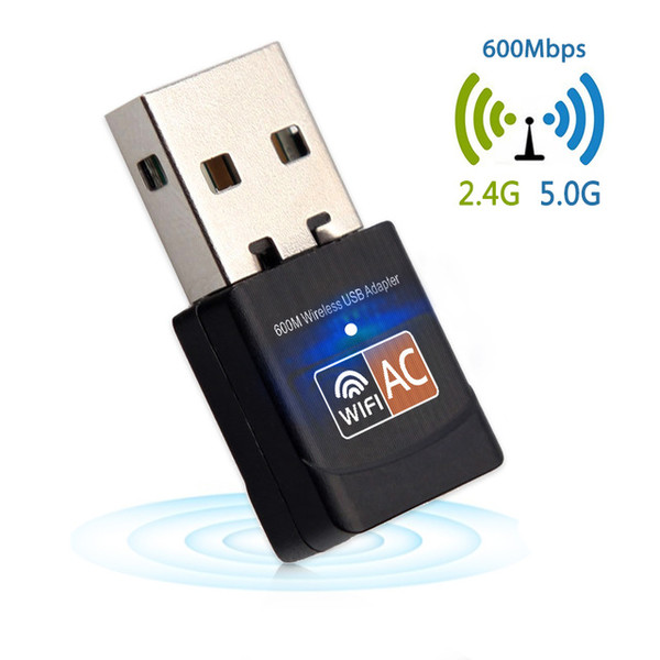600Mbps USB WiFi Adapter 2.4/5GHz Antenna PC Mini Wireless Computer Network Card Receiver Dual Band