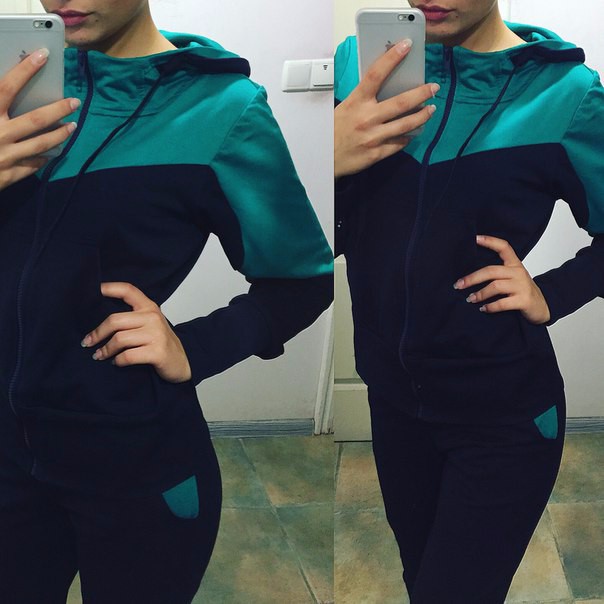 women fashion two piece set patchwork hooded tops full length pant 2pcs set spring autumn suit