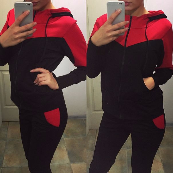 women fashion two piece set patchwork hooded tops full length pant 2pcs set spring autumn suit