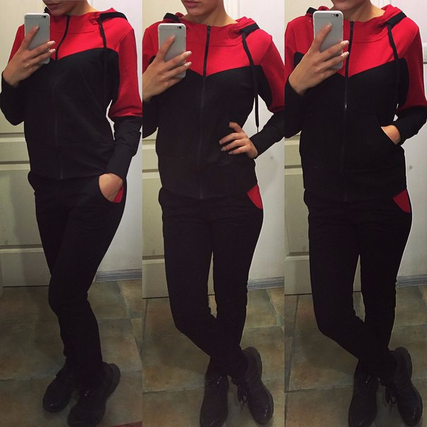 women fashion two piece set patchwork hooded tops full length pant 2pcs set spring autumn suit