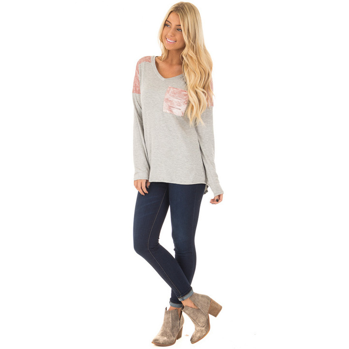women new autumn spring t shirt v neck long sleeve t shirt tops casual simple style top t shirt