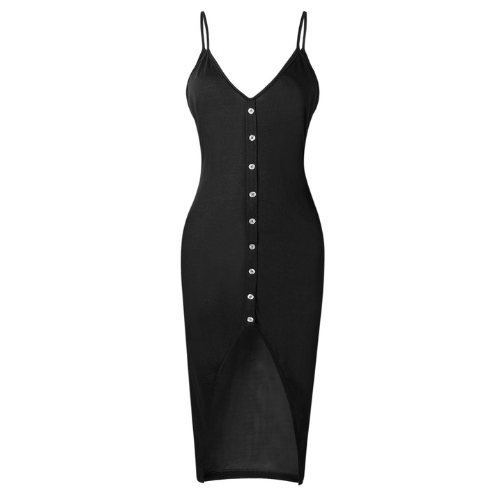 women single breast slim strap dress lady split v neck maxi dress sexy summer holiday dress