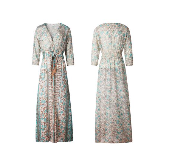 women v neck long sleeve dress lady summer holiday long dress elegant seaside maxi dress plus size