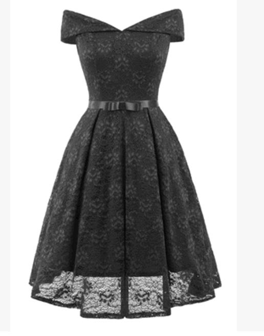 lady backless slash neck large swing bow lace dress vintage dress female evening party midi dress