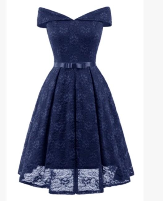 lady backless slash neck large swing bow lace dress vintage dress female evening party midi dress
