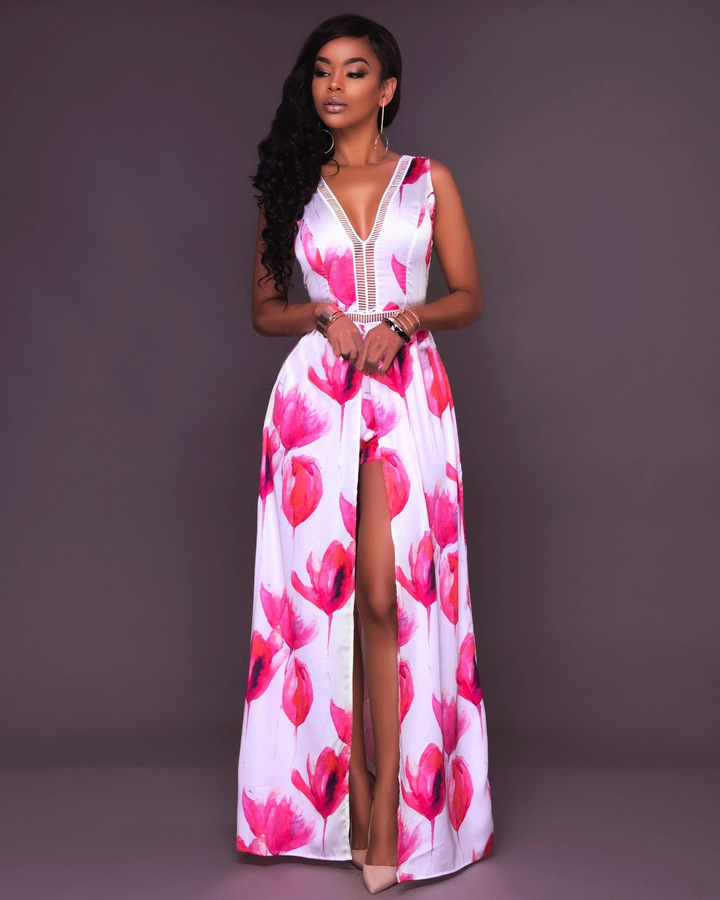 women sexy print leisure evening party pants jumpsuit lady loose split full length jumpsuit pant
