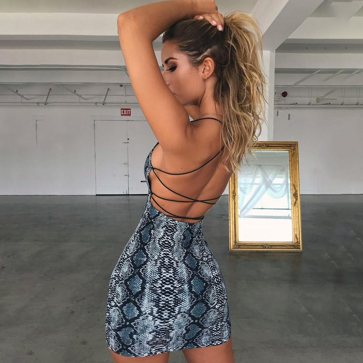 summer holiday strap dress night evenng party mini dress backless wrap hip floral print dress