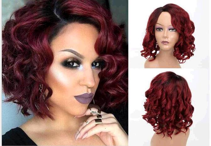 Red Lady Short Curly Wigs High Temperature Silk Head Cover Wig