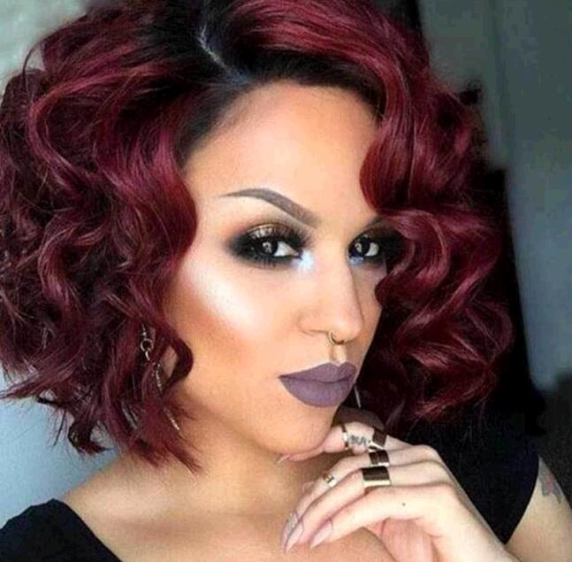 Red Lady Short Curly Wigs High Temperature Silk Head Cover Wig