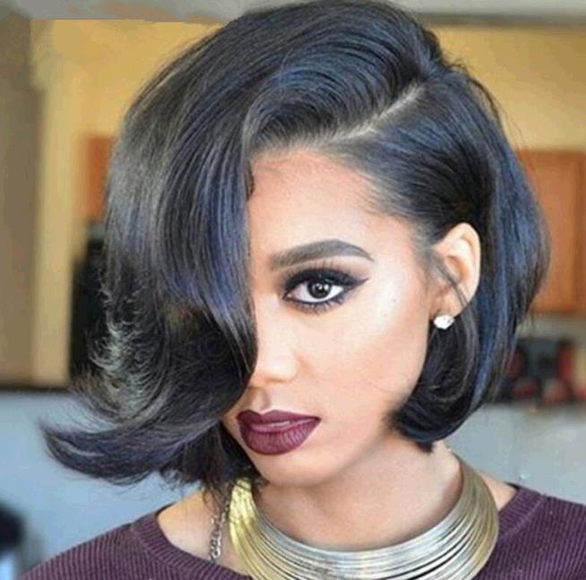 African BLACK-GREY short straight hair fluffy wig elegnat lady wigs