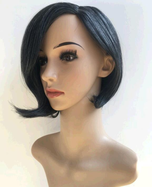 African BLACK-GREY short straight hair fluffy wig elegnat lady wigs