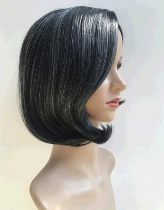 African BLACK-GREY short straight hair fluffy wig elegnat lady wigs