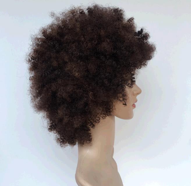 Africans small curly hair wig lady short wavy brown hair wigs