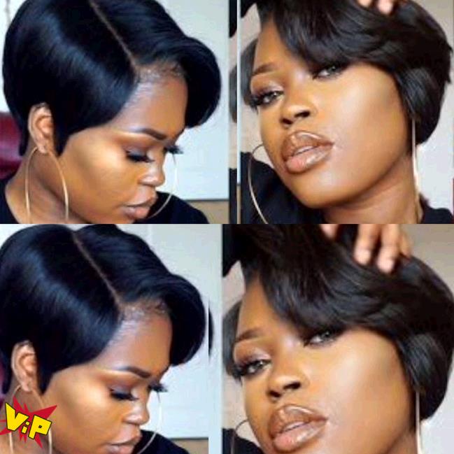 lady Black short bob straight fluffy wig chemical hair wig